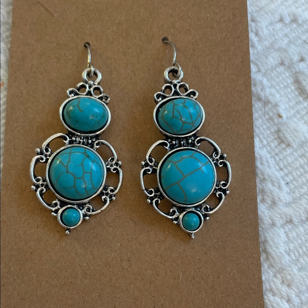 Turquoise Silver Dangle Earrings